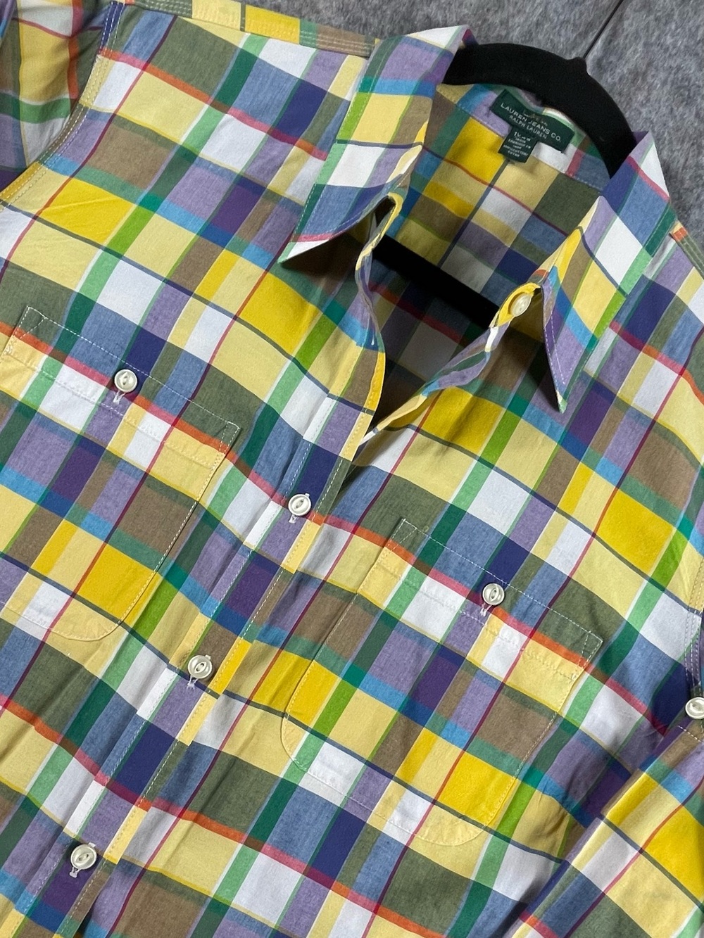 Ralph Lauren Classic Button Up Roll-Tab Sleeve Plaid Preppy Colorful Shirt  1X